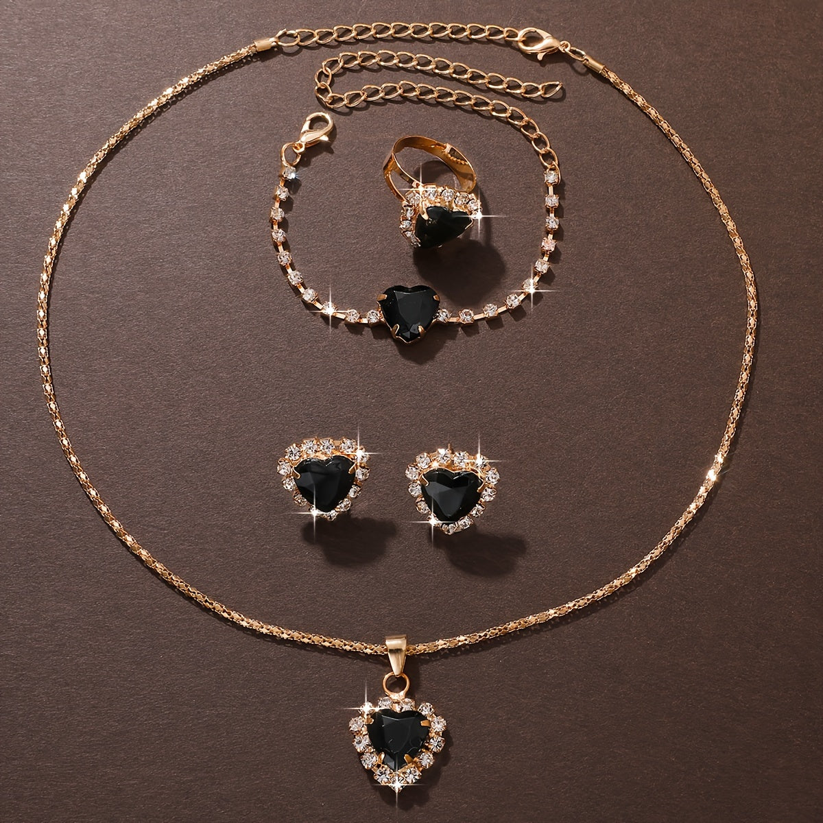 5pcs/Set Fashion Vacation Style Women's Jewelry Set, 1pc Necklace+1pc Bracelet+1pc Ring+2pcs Earrings, Suitable for Daily Use or Gift Giving, Suitable for All Women