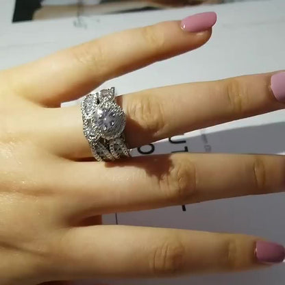 Ladies' S925 Silver 2pcs Fashion Ring Set with Lab-grown Lab-created Diamond, Elegant And Luxurious, Ideal for Gifting On Valentine's Day, Weddings, Engagements, Proposals, Anniversary Celebrations, Christmas, And Other Occas