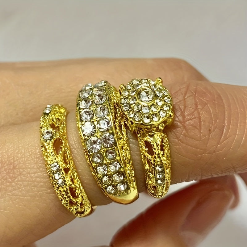 Luxe Avant Garde Women's Three Piece Ring Set: Synthetic Diamond and White Sapphire, Zinc Alloy, Durable and Fashionable