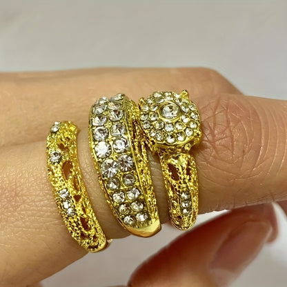 Luxe Avant Garde Women's Three Piece Ring Set: Synthetic Diamond and White Sapphire, Zinc Alloy, Durable and Fashionable