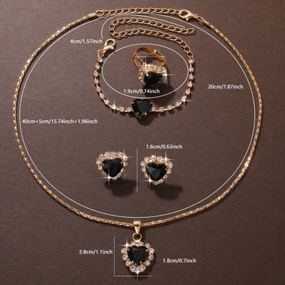 5pcs/Set Fashion Vacation Style Women's Jewelry Set, 1pc Necklace+1pc Bracelet+1pc Ring+2pcs Earrings, Suitable for Daily Use or Gift Giving, Suitable for All Women