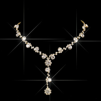 4pcs Elegant Women'S Luxury Evening Set - Diamond-encrusted Evening Dress, Full Diamond Clutch, Chain Bag, Small Handbag, Rhinestone Necklace, Earrings, Bracelet Set - Geometric Pattern, Metal Material, Buckle Closure, Polyes