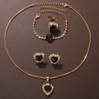 5pcs/Set Fashion Vacation Style Women's Jewelry Set, 1pc Necklace+1pc Bracelet+1pc Ring+2pcs Earrings, Suitable for Daily Use or Gift Giving, Suitable for All Women