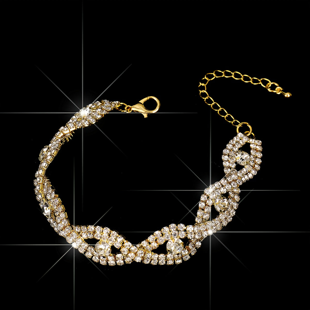 4pcs Elegant Women'S Luxury Evening Set - Diamond-encrusted Evening Dress, Full Diamond Clutch, Chain Bag, Small Handbag, Rhinestone Necklace, Earrings, Bracelet Set - Geometric Pattern, Metal Material, Buckle Closure, Polyes