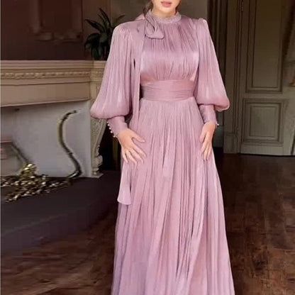 Women'S Elegant Mermaid Maxi Dress - Long Sleeve A-Line Silhouette with Halter Neck, Flattering Fit for Formal Events, Parties, Everyday - All-Season Party & Office Dress - Women'S Formal Attire, Evening Gown