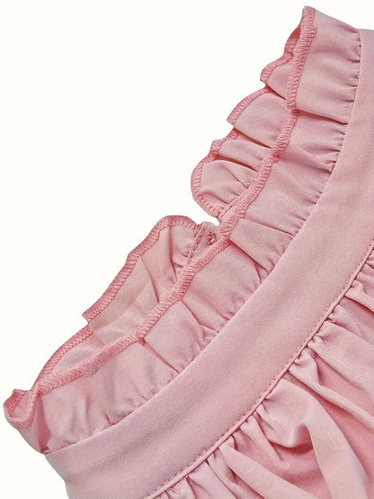 Elegant Long Sleeve Pleated Maxi Dress with Tie Waist - Soft Pink, Stand Collar, Flowing Design for Women, Perfect for Casual or Formal Occasions, Formal Attire|Sophisticated Style|Pleated Detailing, Dress