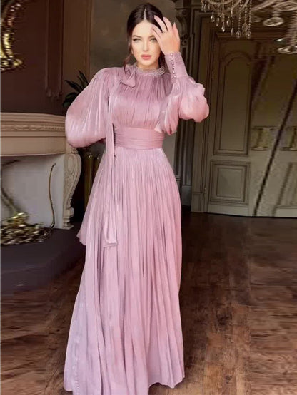 Women'S Elegant Mermaid Maxi Dress - Long Sleeve A-Line Silhouette with Halter Neck, Flattering Fit for Formal Events, Parties, Everyday - All-Season Party & Office Dress - Women'S Formal Attire, Evening Gown