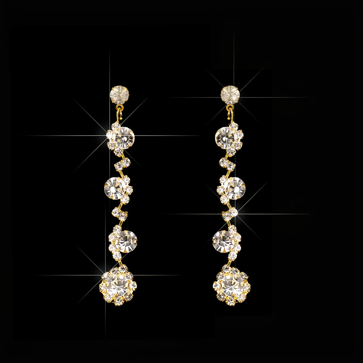 4pcs Elegant Women'S Luxury Evening Set - Diamond-encrusted Evening Dress, Full Diamond Clutch, Chain Bag, Small Handbag, Rhinestone Necklace, Earrings, Bracelet Set - Geometric Pattern, Metal Material, Buckle Closure, Polyes