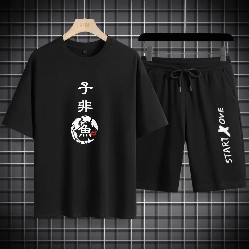 Summer Quick Drying Men's Sets Fashion tracksuits Casual Breathable Short Sleeve 3D Printed Sports T-shirt+Shorts Basketball Set