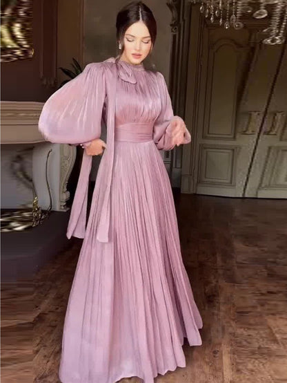 Women'S Elegant Mermaid Maxi Dress - Long Sleeve A-Line Silhouette with Halter Neck, Flattering Fit for Formal Events, Parties, Everyday - All-Season Party & Office Dress - Women'S Formal Attire, Evening Gown