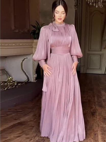 Women'S Elegant Mermaid Maxi Dress - Long Sleeve A-Line Silhouette with Halter Neck, Flattering Fit for Formal Events, Parties, Everyday - All-Season Party & Office Dress - Women'S Formal Attire, Evening Gown